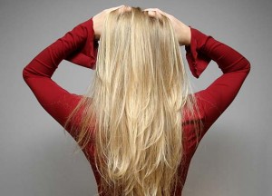 Blonde-Hair Blond hair - no "e".