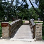 The bridge to Zedler Mill Park in Luling, Texas.